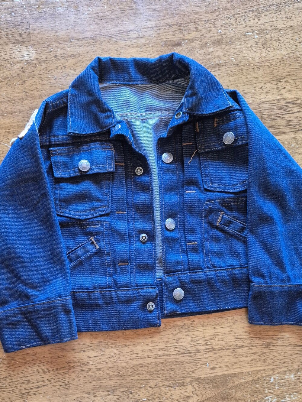 Vintage Kids Dark Blue Denim Jacket - Classic Children's Jean Coat